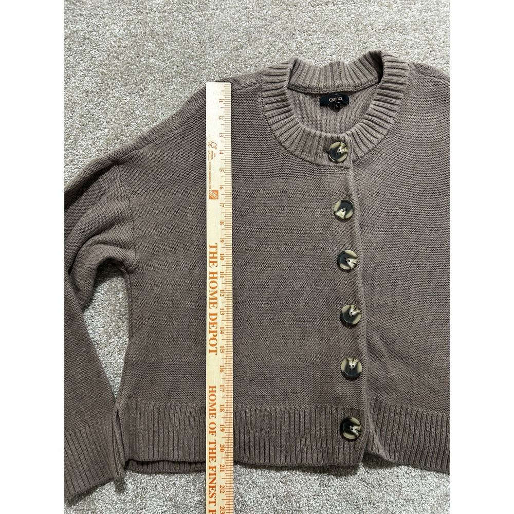Quince 100% Women's L Organic Cotton Cropped Cardigan Camel Color - Picture 2 of 7